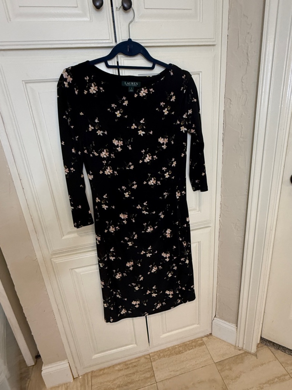 Ralph Lauren Black Floral Long-Sleeve Sheath Dress